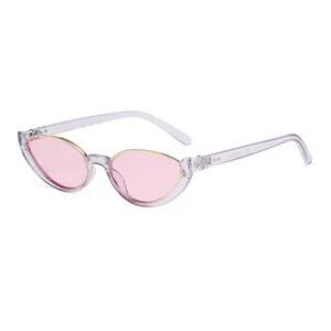 Small Oval Semi-Rimless Sunglasses C7 - Purple & Pink | Aisyi 276409575