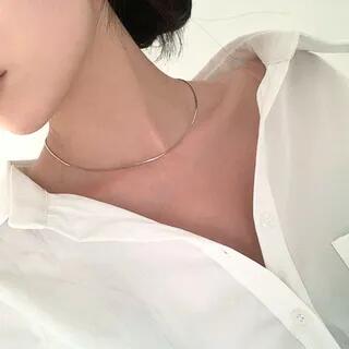 Thin Necklace Silver | SeoulMall by SeoulMall