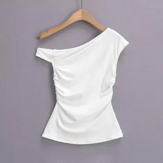 Off Shoulder Plain Top White by Ulark