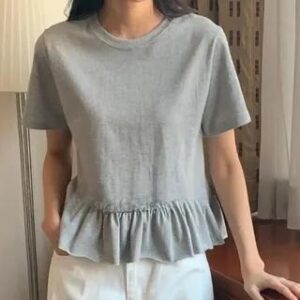 Grey Peplum Tee fashion styling inspiration