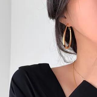 Water Drop Hoop Earrings Silver | SeoulMall by SeoulMall