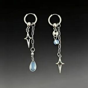 Star Hoop Drop Earring 1 Pair - Silver | Wandoli 276988436