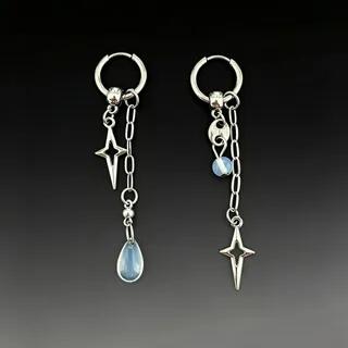 Star Hoop Drop Earring 1 Pair - Silver | Wandoli by Wandoli
