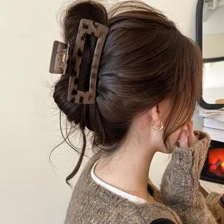 Leopard Print Acrylic Hair Claw Clip (Various Designs) 03 - Dark Brown - 10.5cm by Daeuni