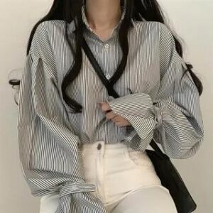 Grey Button Blouse fashion styling inspiration