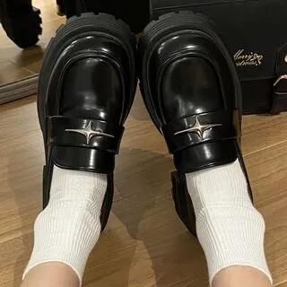 Star Accent Platform Loafers Matte - Black by SouthBay Shoes