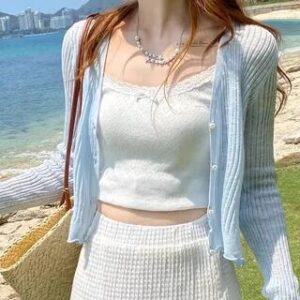 Pale Blue Fitted Cami fashion styling inspiration