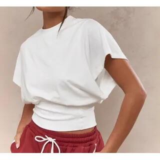 Short Sleeve Plain Slim-Fit Crop T-Shirt White by Rosesand