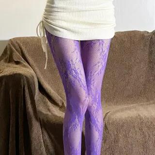 Lace Tights Dark Purple by Whychunga