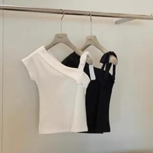 White And Black Halter Crop Tops fashion styling inspiration