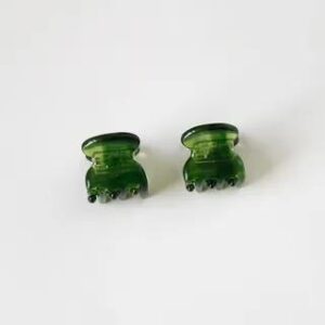 Set of 2: Acetate Mini Hair Claw Set of 2 - Pattern - Dark Green 279165252