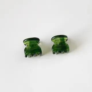 Set of 2: Acetate Mini Hair Claw Set of 2 - Pattern - Dark Green by Allyrinta