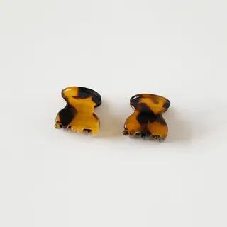 Set of 2: Acetate Mini Hair Claw Set of 2 - Leopard Print - Brown by Allyrinta