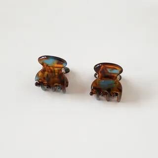 Set of 2: Acetate Mini Hair Claw Set of 2 - Pattern - Blue & Brown by Allyrinta