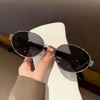 Oval Sunglasses Silver Frame - Black | MOL Girl by MOL Girl