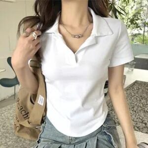Short-Sleeve Plain Polo Shirt White 279447860