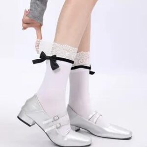 Lace Trim Socks (Various Designs) Mid Calf - White 279528903