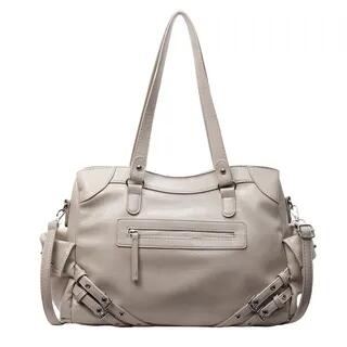 Studded Buckled Faux Leather Utility Tote Bag Khaki by FAYLE