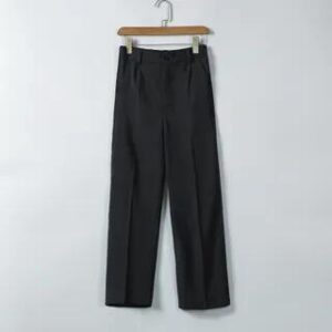 Mid Rise Plain Straight Leg Dress Pants Black | Ninine 279940851
