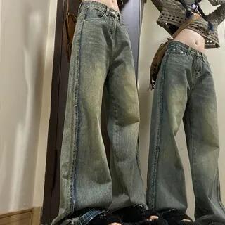 Low Rise Washed Wide Leg Jeans Vintage Blue by Kenning