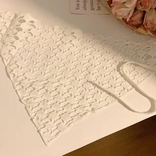 Lace Triangle Head Scarf (Various Designs) Ginkgo - White by Show Mind