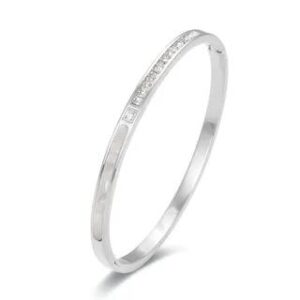 CZ Stainless Steel Bangle Silver | Gaya 280218502