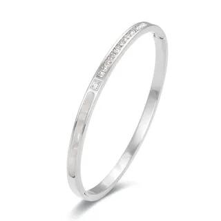 CZ Stainless Steel Bangle Silver | Gaya by Gaya