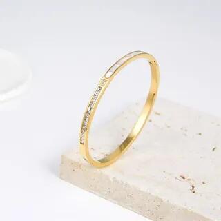 CZ Stainless Steel Bangle Gold | Gaya by Gaya