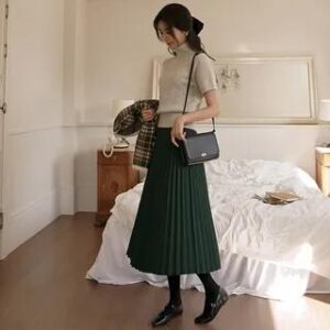 Accordion-Pleat Long Skirt Black 280463160