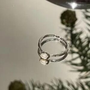 Freshwater Pearl Alloy Open Ring Silver | Panda Dama 280530951