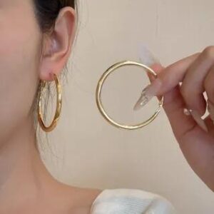 Polished Alloy Hoop Earring (Various Designs) JML6680 - 1 Pair - Gold - 5cm 280624886