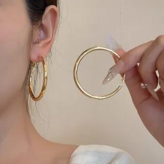 Polished Alloy Hoop Earring (Various Designs) JML6680 - 1 Pair - Gold - 5cm by Seirios