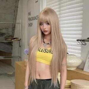 Long Full Wig - Straight Beige Gold 280700339