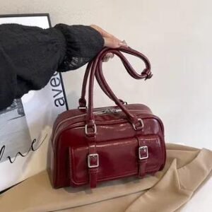 Flap Buckled Bowler Bag Red 280707880