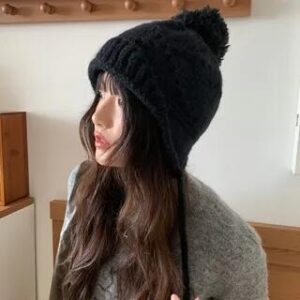 Pom Pom Knit Beanie Black - 56 To 58cm 280707914