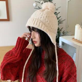 Pom Pom Knit Beanie Off-White - 56 To 58cm by Nikifa