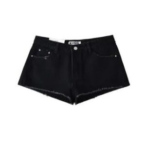 Low Rise Denim Hot Pants Black 280742644
