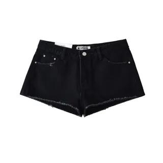 Low Rise Denim Hot Pants Black by Ulark