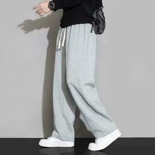 Drawstring Waist Loose Fit Sweatpants Gray by Wewewow