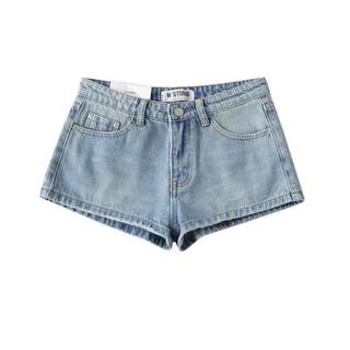 Low Rise Denim Hot Pants Light Blue by Ulark