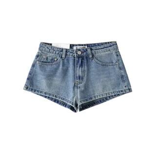 Low Rise Denim Hot Pants Dark Blue by Ulark