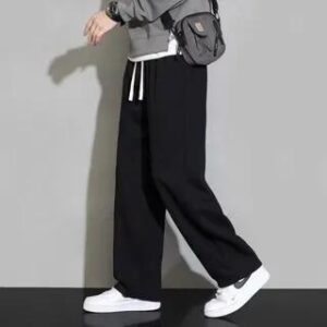 Drawstring Waist Loose Fit Sweatpants Black 280742731