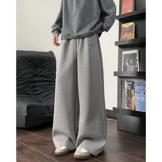 Drawstring Waist Plain Wide Leg Sweatpants Light Gray | Neonity Wear by Neonity Wear