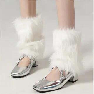 Fluffy Faux Fur Leg Warmers White by Whychunga
