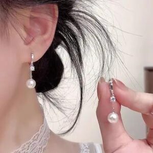 Faux Pearl Hoop Earring 1 Pair - Silver & White | Wandoli 280754136