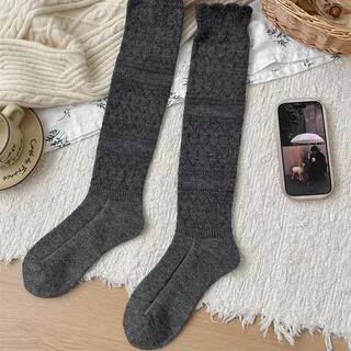 Pointelle Tall Socks Dark Gray by Lychee