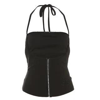 Halter Neck Plain Corset Camisole Top Black by Sugarcoat