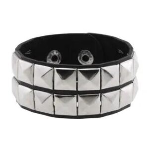 Studded Faux Leather Bracelet (Various Designs) / Set 3 Row - Black 280931469