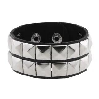 Studded Faux Leather Bracelet (Various Designs) / Set 3 Row - Black by SURELIN