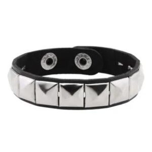 Studded Faux Leather Bracelet (Various Designs) / Set 1 Row - Black 280931470